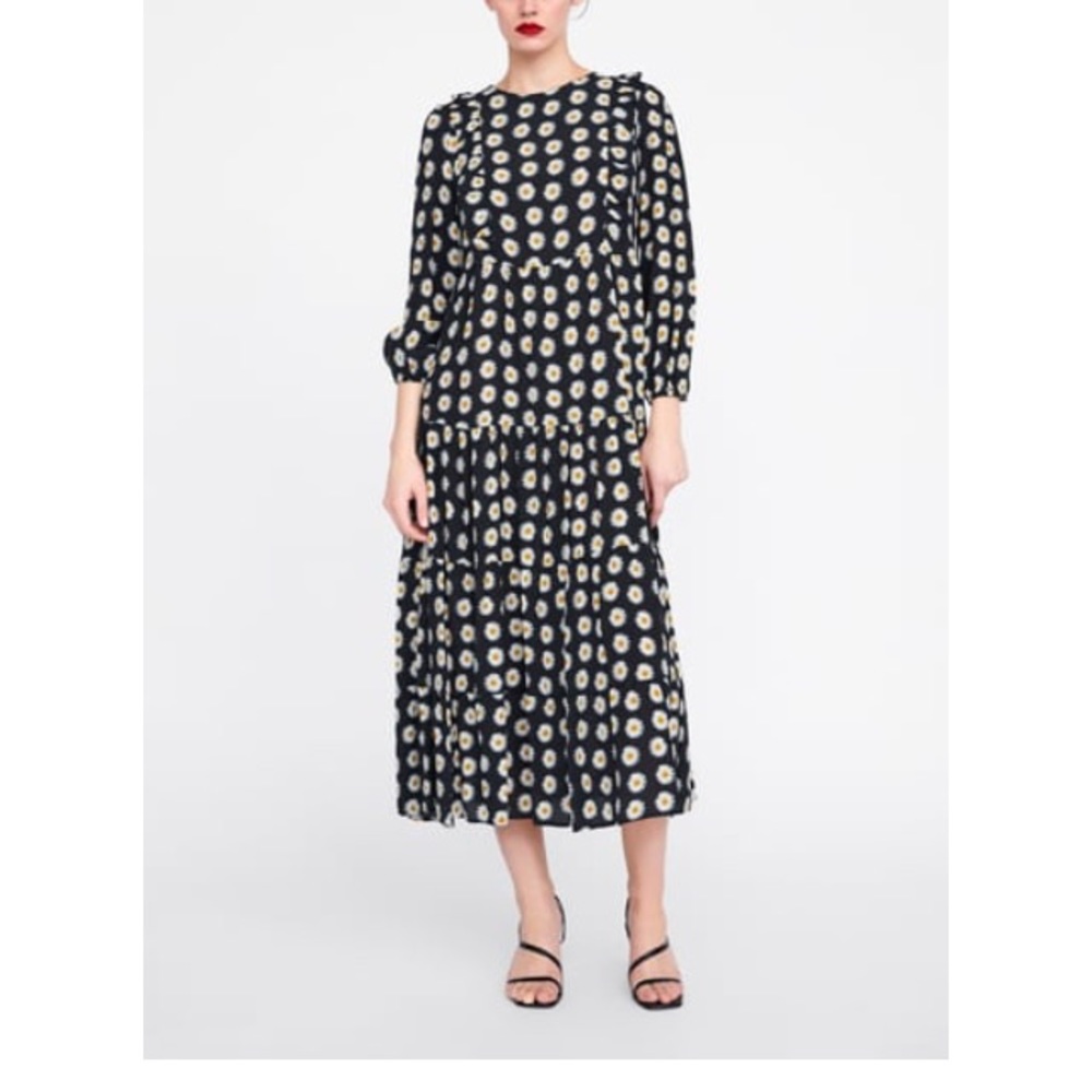 Zara floral print dress with ruffle NWT